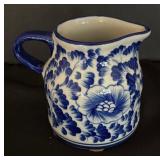 Beautiful Blue and White Creamer Pitcher and Trinket Dish