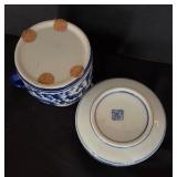 Beautiful Blue and White Creamer Pitcher and Trinket Dish