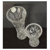 Two Lenox Crystal Starburst / Pinwheel Crystal Bud Vases