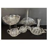 Elegant Crystal and Clear Glass Bowls, Creamer Pitcher, Sugar Dish, Vase and More