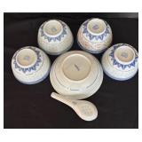 Collection of Asian Style Plate, Bowls and Spoon