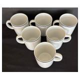 Set of Six Crate & Barrel Roulette Blue Band Mugs