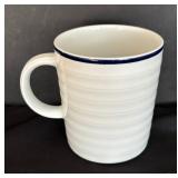 Set of Six Crate & Barrel Roulette Blue Band Mugs