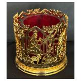 Mikasa Dish, Festive Lotus Plate, Department 56 Santa Hat Dish and Golden Candle Holder