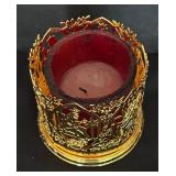 Mikasa Dish, Festive Lotus Plate, Department 56 Santa Hat Dish and Golden Candle Holder