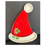 Mikasa Dish, Festive Lotus Plate, Department 56 Santa Hat Dish and Golden Candle Holder