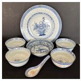 Collection of Asian Style Plate, Bowls and Spoon