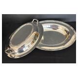 Sensational Silver Plated Platter, Casserole Dishes, and Gravy Boat
