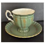 Fancy Teacups and Demitasse Teacups with Saucers by Crown Staffordshire, Limoges of France, Eschenbach and Rosina