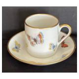 Fancy Teacups and Demitasse Teacups with Saucers by Crown Staffordshire, Limoges of France, Eschenbach and Rosina