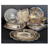 Vintage Silver Plated Platters, Butter Dish, Casserole Dish, Cup and More