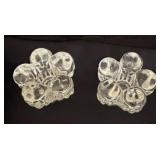 Three Crystal and Clear Glass Candle Holders