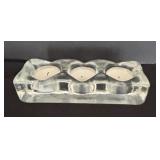 Three Crystal and Clear Glass Candle Holders