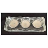 Three Crystal and Clear Glass Candle Holders