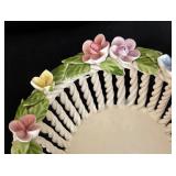 Lovely Floral Accented Porcelain Basket Dish by Levante