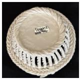 Lovely Floral Accented Porcelain Basket Dish by Levante