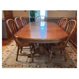 Vintage Trestle Table with Eight Chairs
