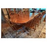 Vintage Trestle Table with Eight Chairs