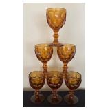 Set of Six Vintage Imperial Glass Provincial Amber Water Goblets