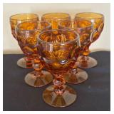 Set of Six Vintage Imperial Glass Provincial Amber Water Goblets