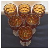 Set of Six Vintage Imperial Glass Provincial Amber Water Goblets