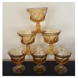 Set of Six Amber Fostoria Jamestown Champagne Stemware / Sherbet Dishes