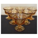 Set of Six Amber Fostoria Jamestown Champagne Stemware / Sherbet Dishes