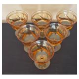 Set of Six Amber Fostoria Jamestown Champagne Stemware / Sherbet Dishes