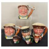 Collection of Petite Toby Mugs / Character Mugs including Uncle Tom Cobleigh, Mr. Micawber, Highway Man and More