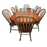 Vintage Trestle Table with Eight Chairs