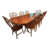 Vintage Trestle Table with Eight Chairs
