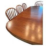 Vintage Trestle Table with Eight Chairs