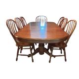 Vintage Trestle Table with Eight Chairs