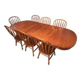 Vintage Trestle Table with Eight Chairs