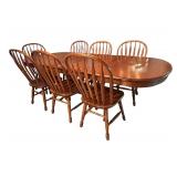 Vintage Trestle Table with Eight Chairs