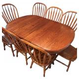 Vintage Trestle Table with Eight Chairs