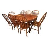 Vintage Trestle Table with Eight Chairs