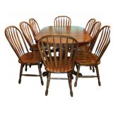 Vintage Trestle Table with Eight Chairs