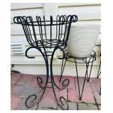 Pretty Metal Plant Stands and Three Plant Pots