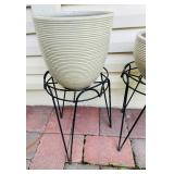 Pretty Metal Plant Stands and Three Plant Pots