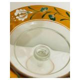 Pretty Petite Hand Painted Footed Dish / Vintage Hand Painted Glass Compote