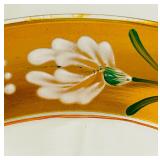 Pretty Petite Hand Painted Footed Dish / Vintage Hand Painted Glass Compote