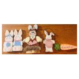 Adorable Easter / Spring Home Decor Including Wood Carved Rabbits