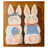 Adorable Easter / Spring Home Decor Including Wood Carved Rabbits