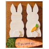 Adorable Easter / Spring Home Decor Including Wood Carved Rabbits