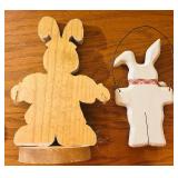 Adorable Easter / Spring Home Decor Including Wood Carved Rabbits
