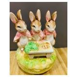 Vintage Schmid Beatrix Potter Music Box Featuring Flopsy, Mopsy, and Cottontail