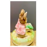 Vintage Schmid Beatrix Potter Music Box Featuring Flopsy, Mopsy, and Cottontail