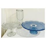 Vintage Gorham Crystal Cake Stand Plate Blue and More