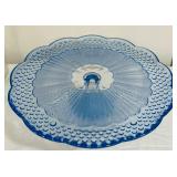 Vintage Gorham Crystal Cake Stand Plate Blue and More